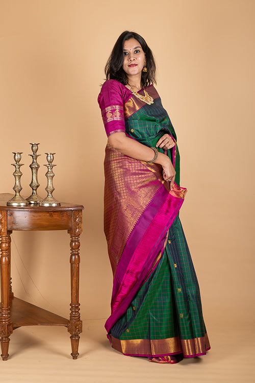 Peacock Green colour silk saree