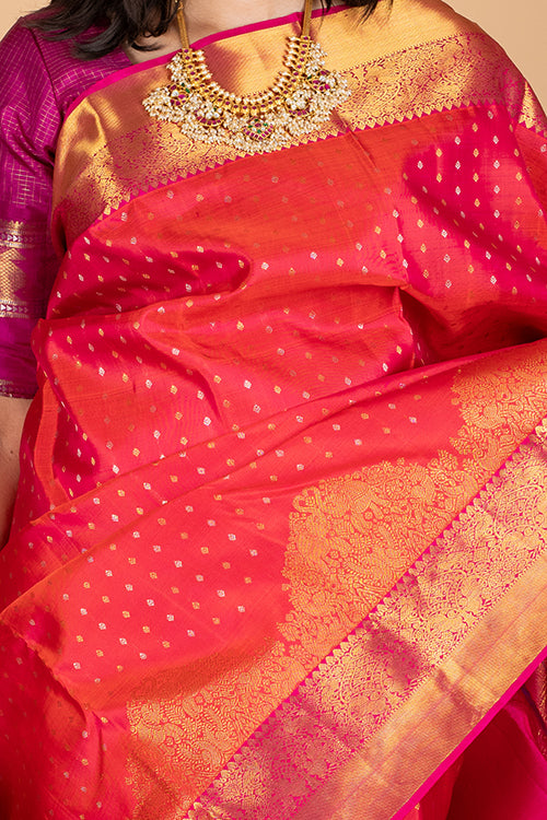 Orange Ayiram Butta Silk Saree