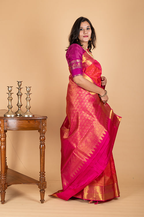 Orange Ayiram Butta Silk Saree