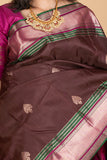 Brown and Pink Silk Saree