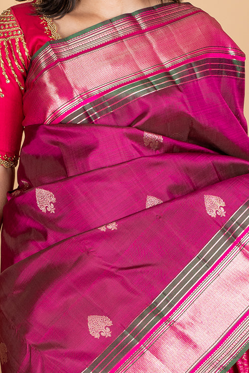 Purplish Wine Kanchi Silk Saree