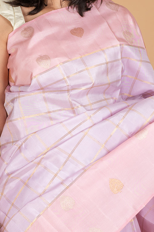 Pastel lilac borderless pure silk saree