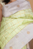 Pastel pine green soft silk saree