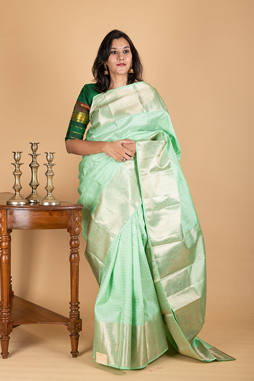 Mint Green Traditional Kanjivaram Silk Saree