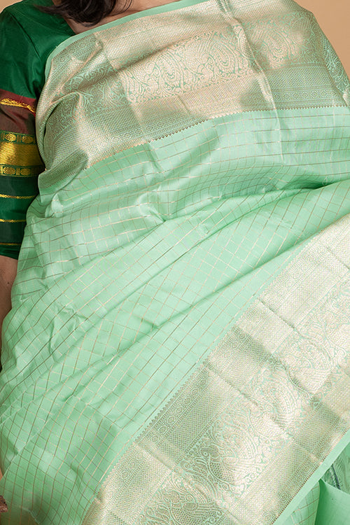 Mint Green Traditional Kanjivaram Silk Saree
