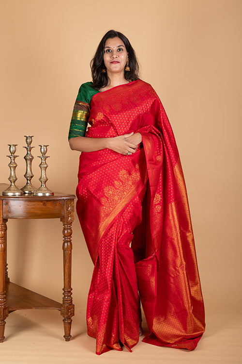 Red Turning weave silk saree