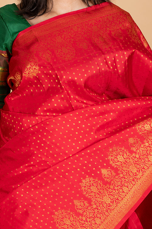 Red Turning weave silk saree