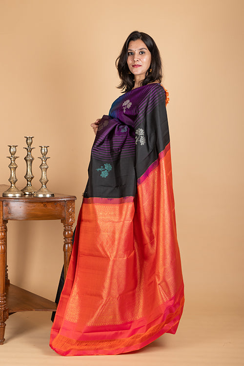 Black designer silk saree