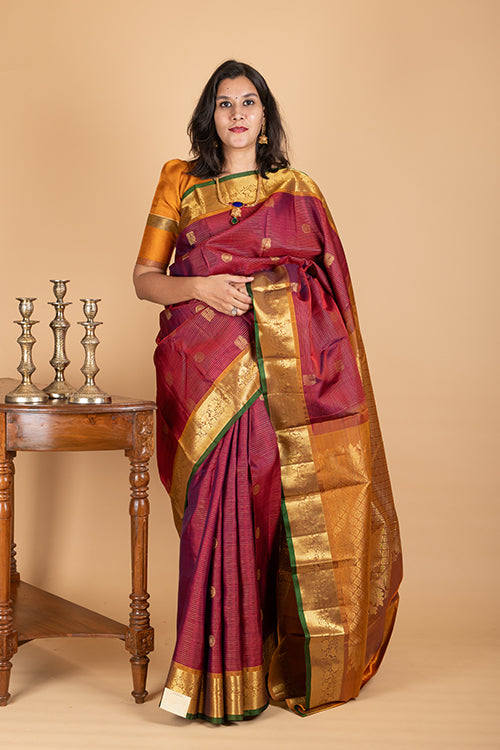 Maroon vairaoosi silk saree