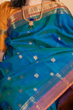 Peacock Blue Saree with Dual Tone Blouse