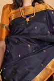 Navy blue traditional silk saree