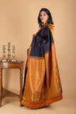 Navy blue traditional silk saree