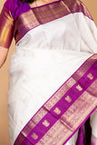 Offwhite purple silk saree