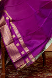 Offwhite purple silk saree