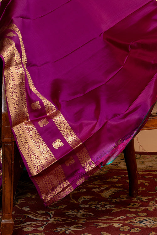 Aqua green soft silk saree