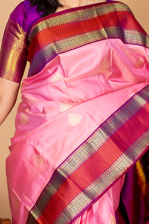 Pastel Pink Kanjivaram Silk Saree