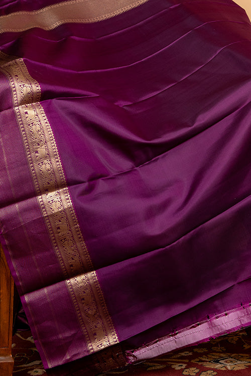 Yellow and purple pure silk saree