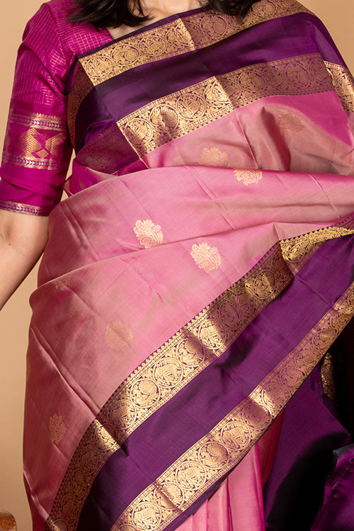 Pink and purple shot silk saree