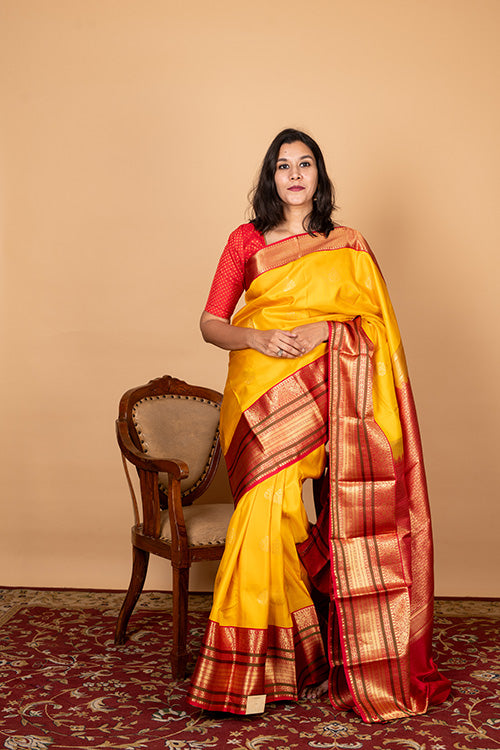 Mustard Kanjivaram Silk Saree