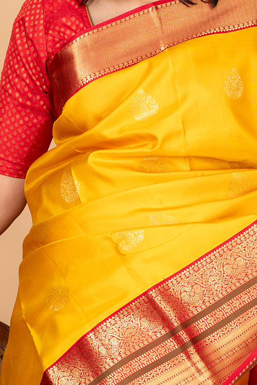 Mustard Kanjivaram Silk Saree