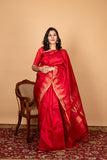Red temple border kanjipuram silk saree