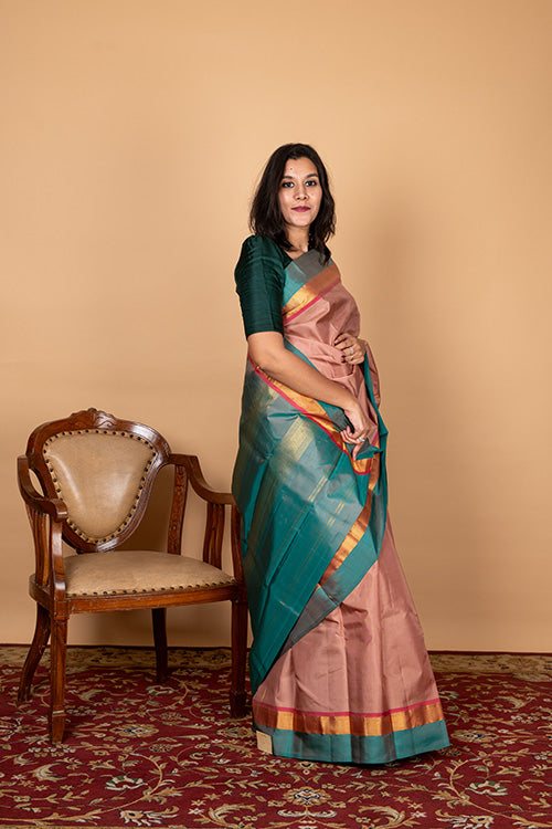 Chocolate and brown pure silk saree