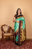 Aqua green kanjivaram silk saree