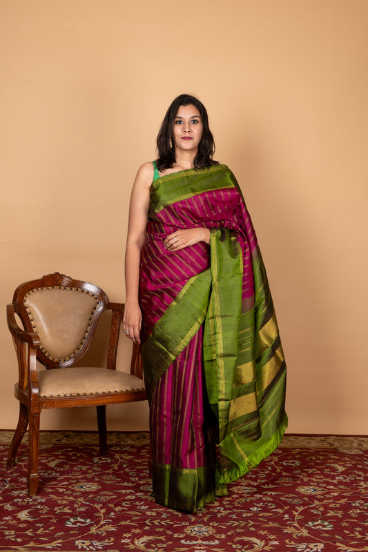 Purple pure silk saree