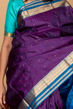 Blue and Purple Kanjivaram Silk Saree