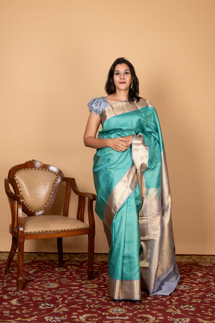 Aqua Blue Silk Saree