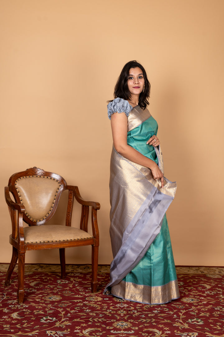 Aqua Blue Silk Saree