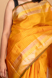 Mustard Zero Zari Kanchi Silk Saree
