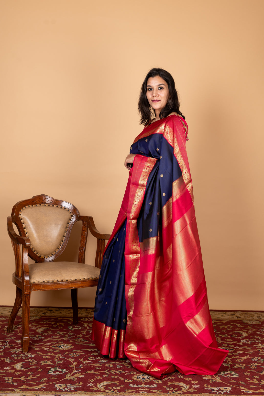 Navy Blue Silk Saree