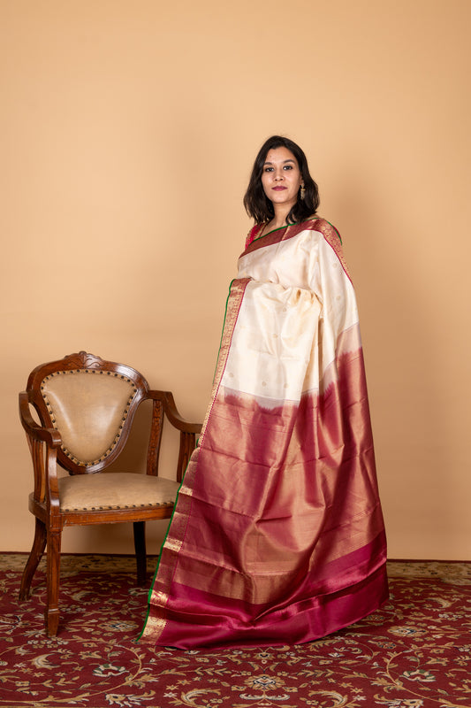 Off White Kanjivaram Pattu Saree