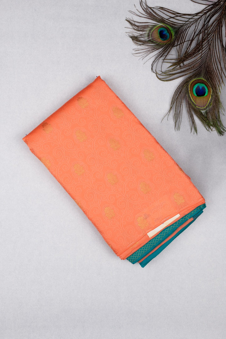 Peachish Orange Borderless Pure Touch Silk Saree