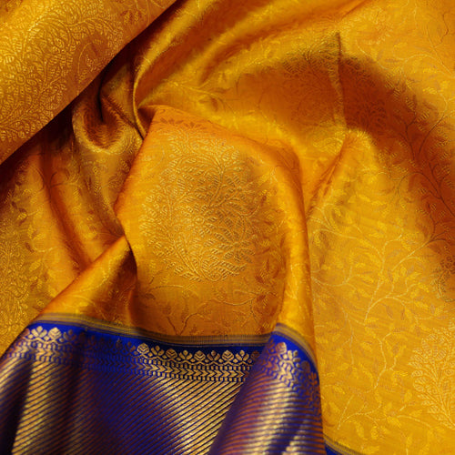 Yellow and Blue Kanchipuram Silk Saree