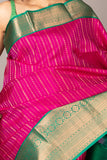 Pink and Green Korvai Weave Silk Saree