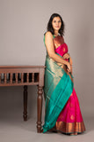 Pink and Blue combination silk saree