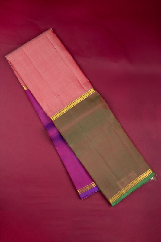 Green Pink and purple Mubbagam silk saree