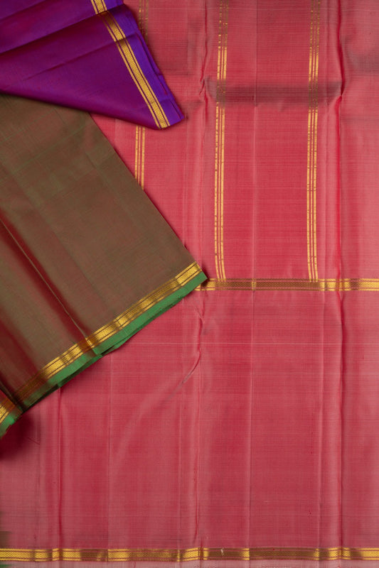 Green Pink and purple Mubbagam silk saree