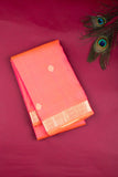 Dual tone orange small border silk saree