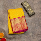 Yellow and Pink Silk Saree