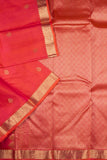 Dual tone orange small border silk saree