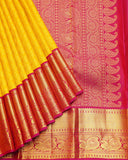 Yellow and Pink Silk Saree