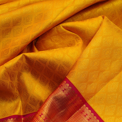 Yellow and Pink Silk Saree