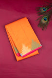 Rust Orange temple border silk saree