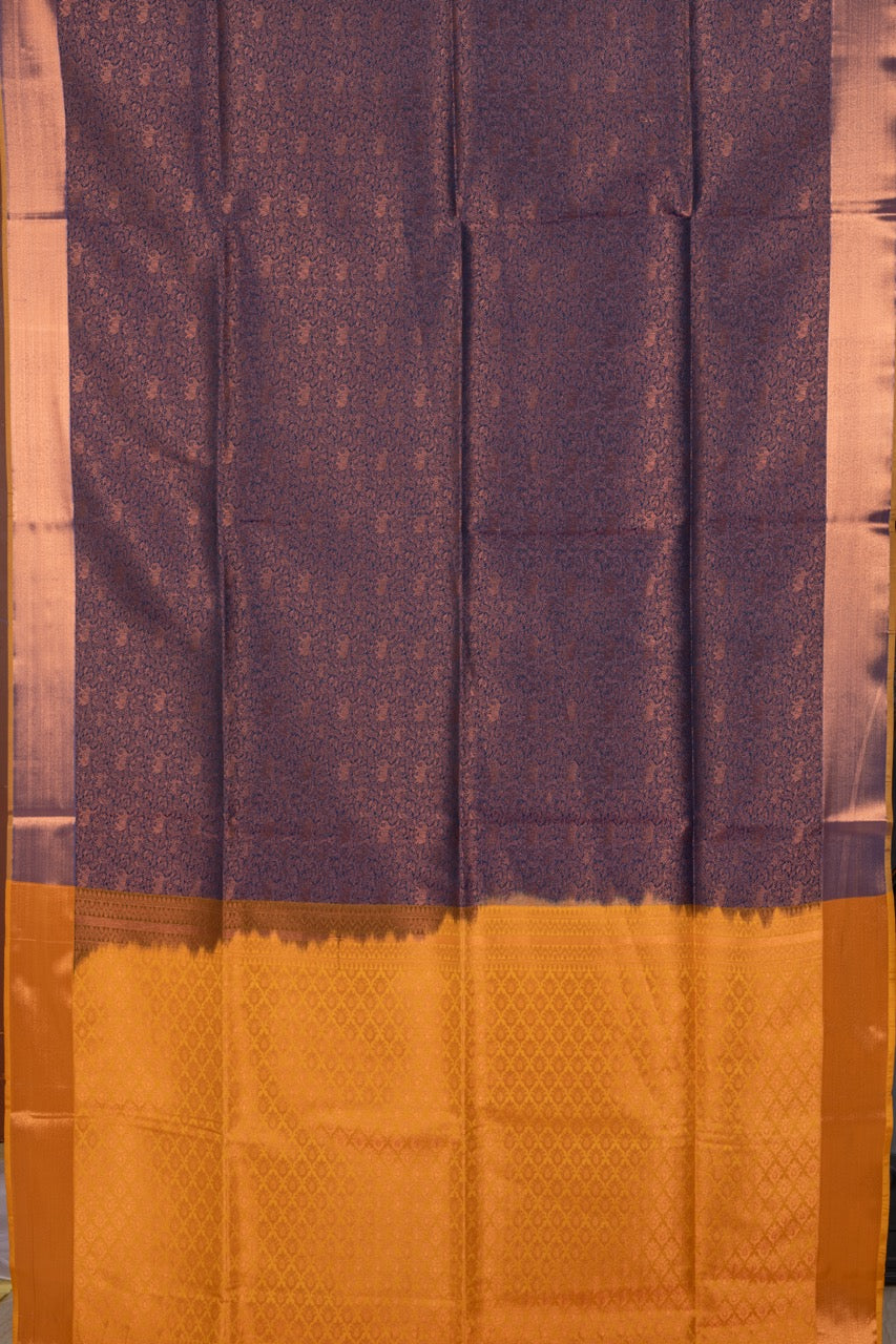 Navy Blue Brocade Semi Soft Silk Saree