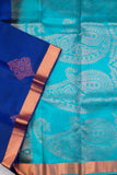 Blue small border silk saree