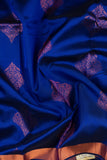 Blue small border silk saree