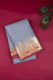 Grey plain silk saree